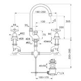  Vòi chậu lavabo cổ điển cao 305mm bằng đồng Italica - 3226 