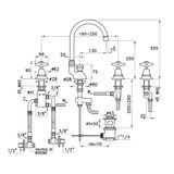  Vòi chậu lavabo cổ điển cao 305mm bằng đồng Italica - 3226TC 