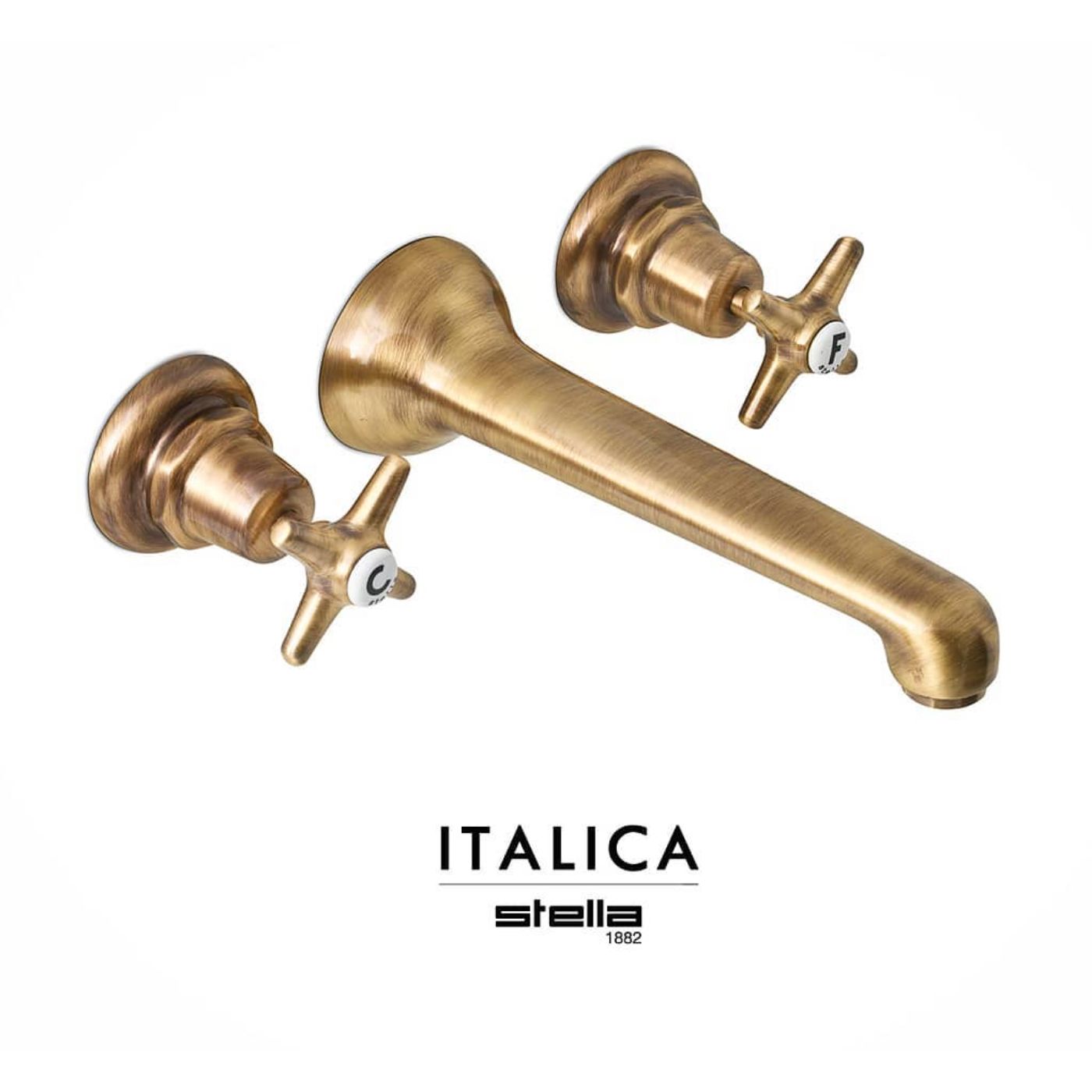  Vòi chậu lavabo cổ điển gắn tường bằng đồng Italica - 3229 