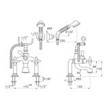  Vòi bồn tắm có sen cầm tay cổ điển bằng đồng Italica - 3274RG305-6 