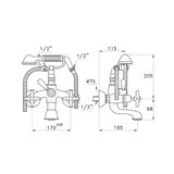  Vòi bồn tắm gắn tường có sen cầm tay cổ điển bằng đồng Italica - 3274-306 