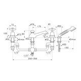  Vòi bồn tắm 4 lỗ có sen cầm tay cổ điển bằng đồng Italica - 3256-308 