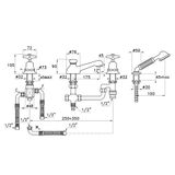  Vòi bồn tắm 4 lỗ có sen cầm tay cổ điển bằng đồng Italica - 3256TC308 