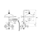  Sen cây gắn tường bát sen Ø220mm với vòi sen cầm tay cổ điển bằng đồng Italica - 3284-33-220 