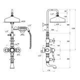  Sen cây điều chỉnh nhiệt độ bát sen Ø220mm sen cầm tay và vòi cấp nước cổ điển bằng đồng Italica - IS3274-33-220 
