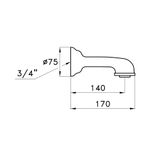  Shower Kit - Vòi cấp nước dài 140mm gắn tường cổ điển bằng đồng Italica - 0-250 