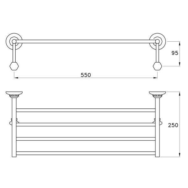  Kệ khăn tắm treo tường cổ điển bằng đồng Italica - 1066 