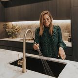  Vòi bếp rửa chén bát cao 442mm đầu vòi kéo ra bằng đồng MChampagne - K17CH 