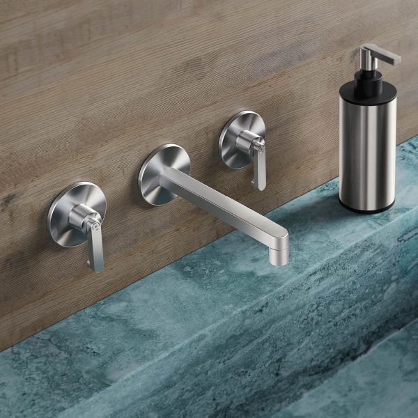  Vòi chậu lavabo gắn tường 3 lỗ dài 190mm bằng stainless steel Kira - KIR28 