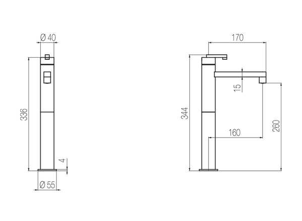  Vòi chậu lavabo cao 340mm bằng stainless steel Kira - KIR93 