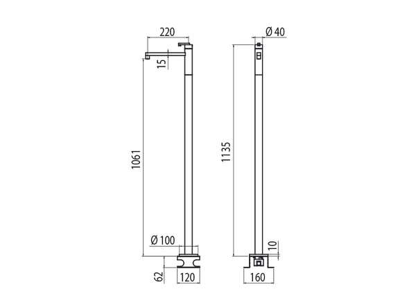  Vòi chậu lavabo chân dài gắn sàn bằng stainless steel Kira - KIR97 