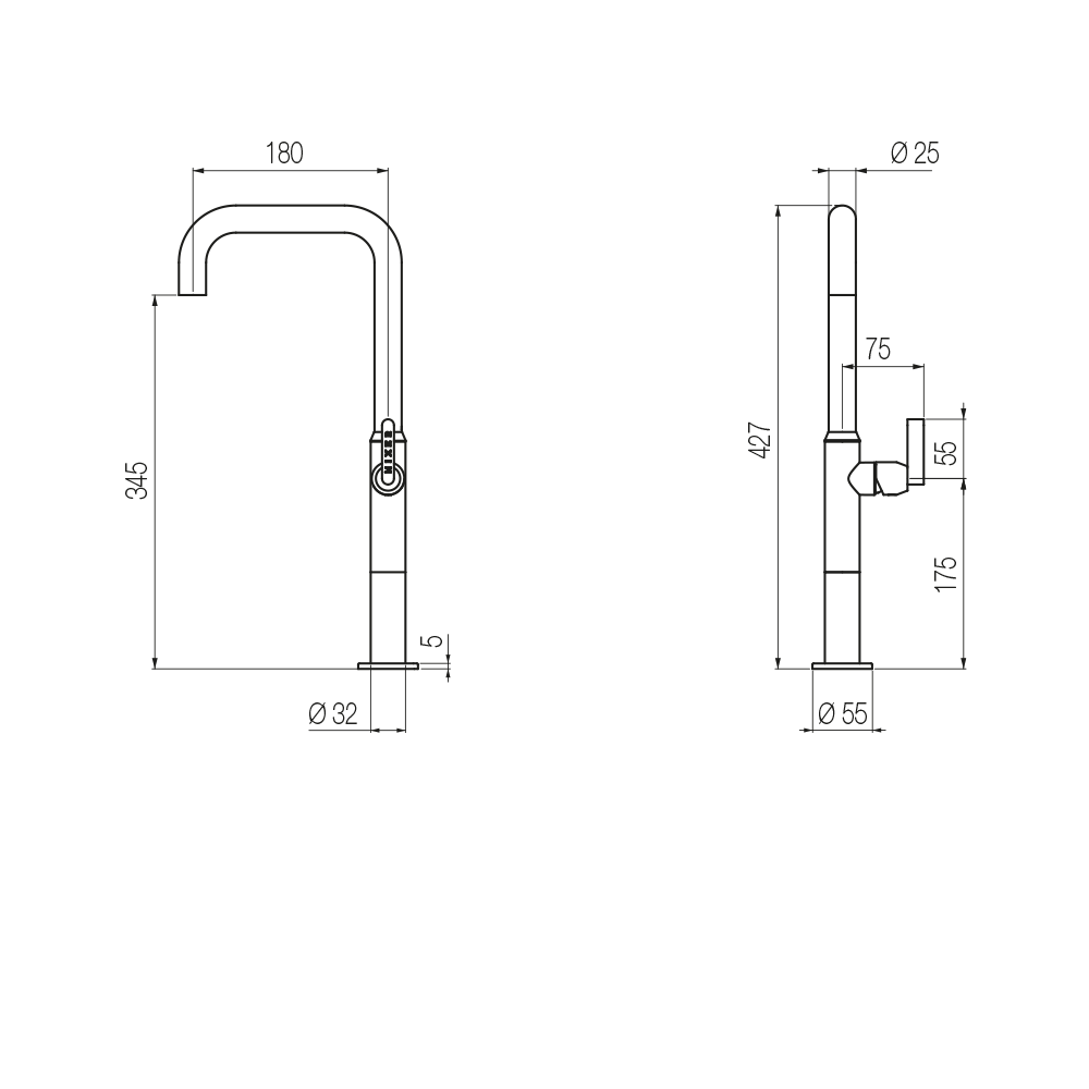  Vòi chậu lavabo cao 420mm bằng đồng Koè - KOE51 