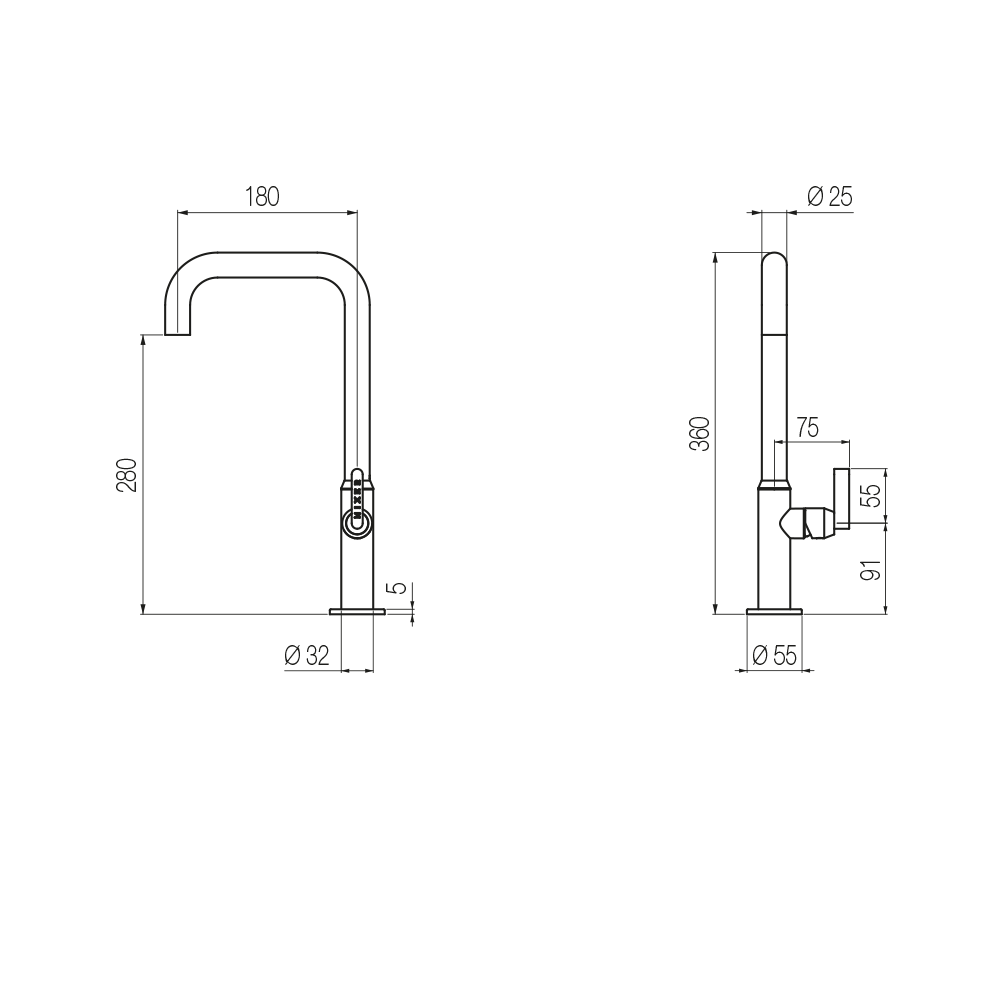  Vòi chậu lavabo cao 360mm bằng đồng Koè - KOE6 