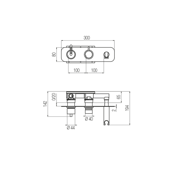  External Part - Bộ trộn 2 đầu ra bằng đồng Koè - Geda Wellness - KOE80 