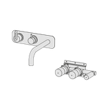  Vòi bồn tắm gắn tường 3 lỗ 2 đầu ra dài 240mm bằng đồng Koè - KOE82 