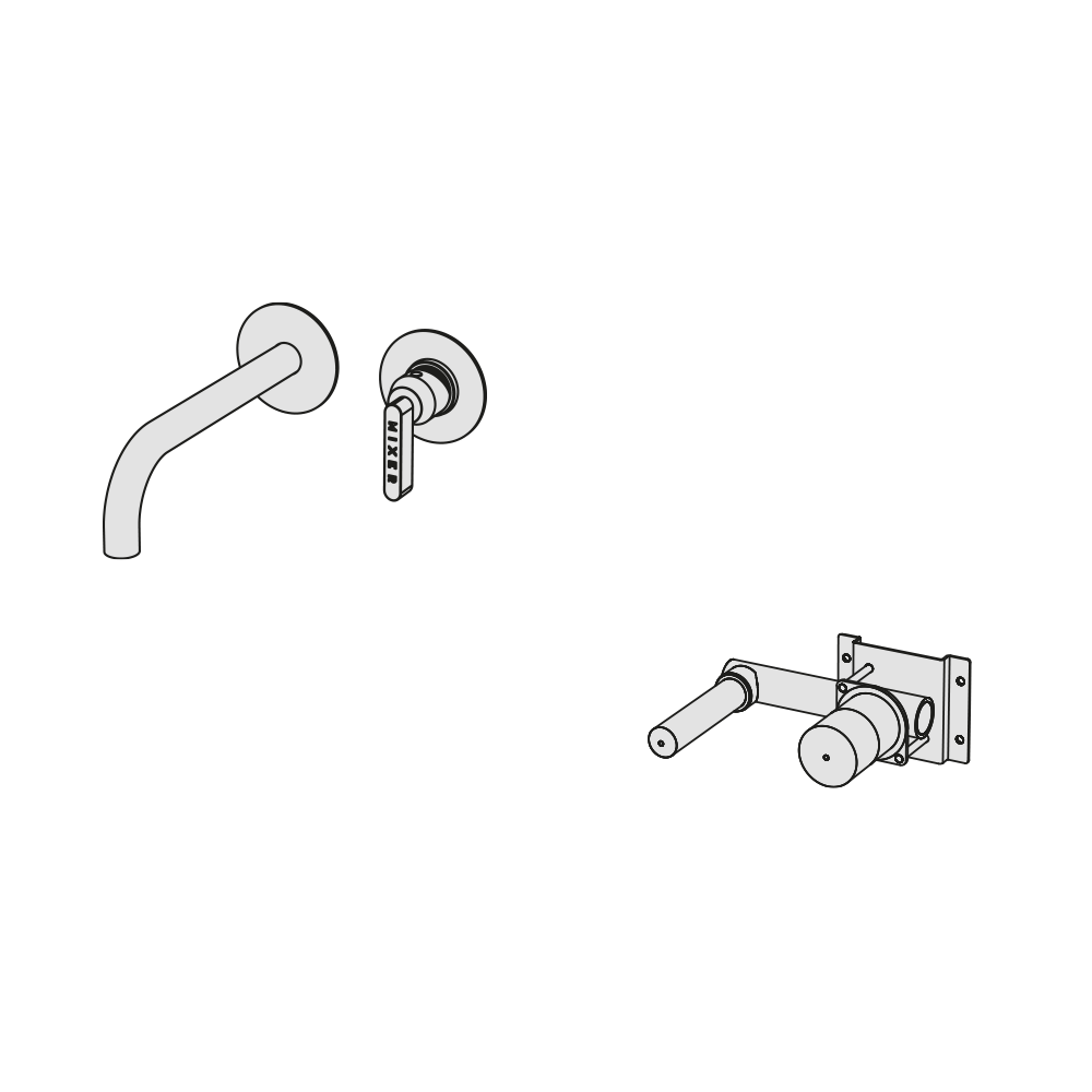  Vòi chậu lavabo gắn tường 2 lỗ dài 190mm bằng đồng Koè - KOE84 
