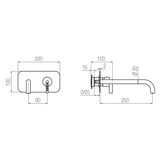  Vòi chậu lavabo gắn tường 2 lỗ dài 250mm bằng đồng Koè - KOE89 