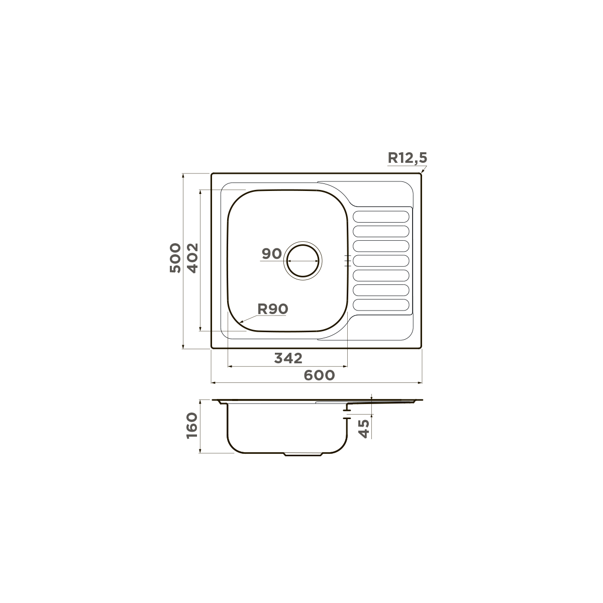  Chậu rửa chén bát stainless steel 1 hố KSGW60 