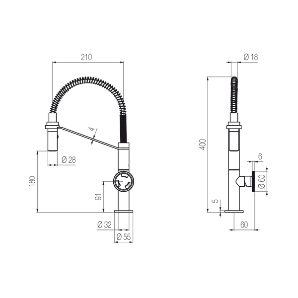  Vòi bếp rửa chén bát bằng đồng Tibò - KT33M 