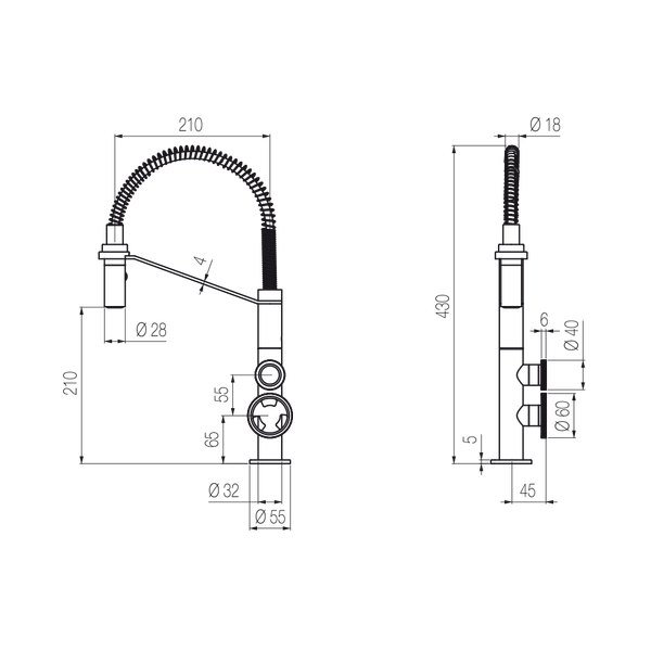  Vòi bếp rửa chén bát bằng đồng Tibò - KT33R 