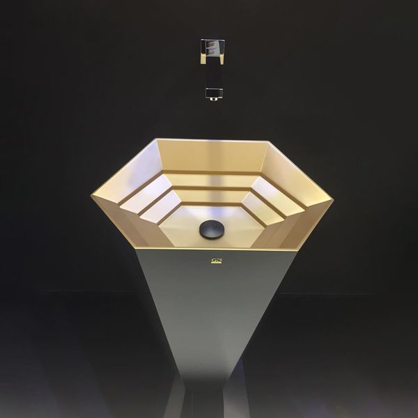  Chậu Lavabo Chân Dài Phong Cách Lamborghini Black Mat - Mat Gold / Black 