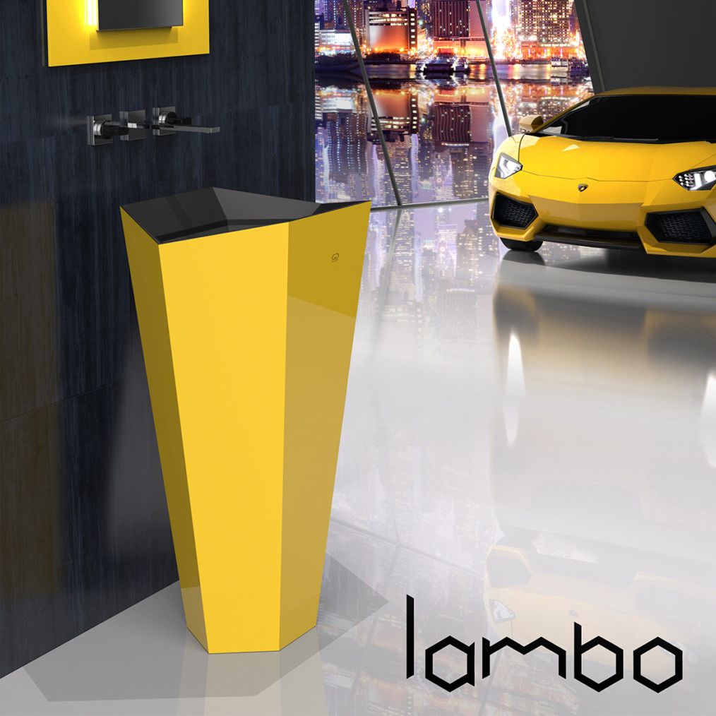  Chậu Lavabo Chân Dài Phong Cách Lamborghini Yellow - Black Mat / Black 