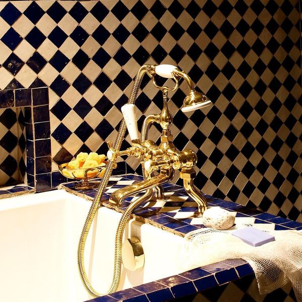  Vòi bồn tắm 2 lỗ gắn thành bồn 1900 cổ điển bằng đồng - LB1100PB 