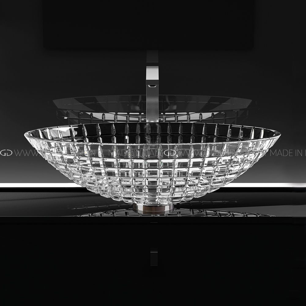  Chậu Lavabo Pha Lê Luxor Oval Clear / Chrome 