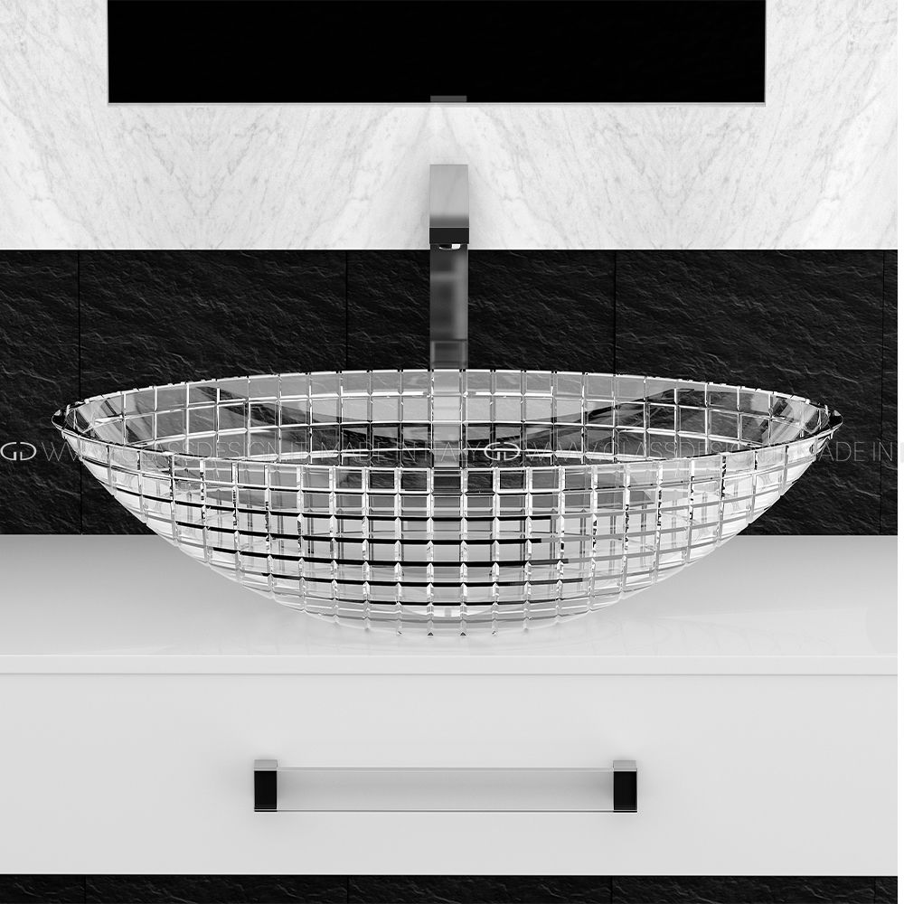  Chậu Lavabo Pha Lê Luxor Oval Clear / Chrome 