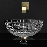  Chậu Lavabo Pha Lê Luxor Round Gold Base Ring 