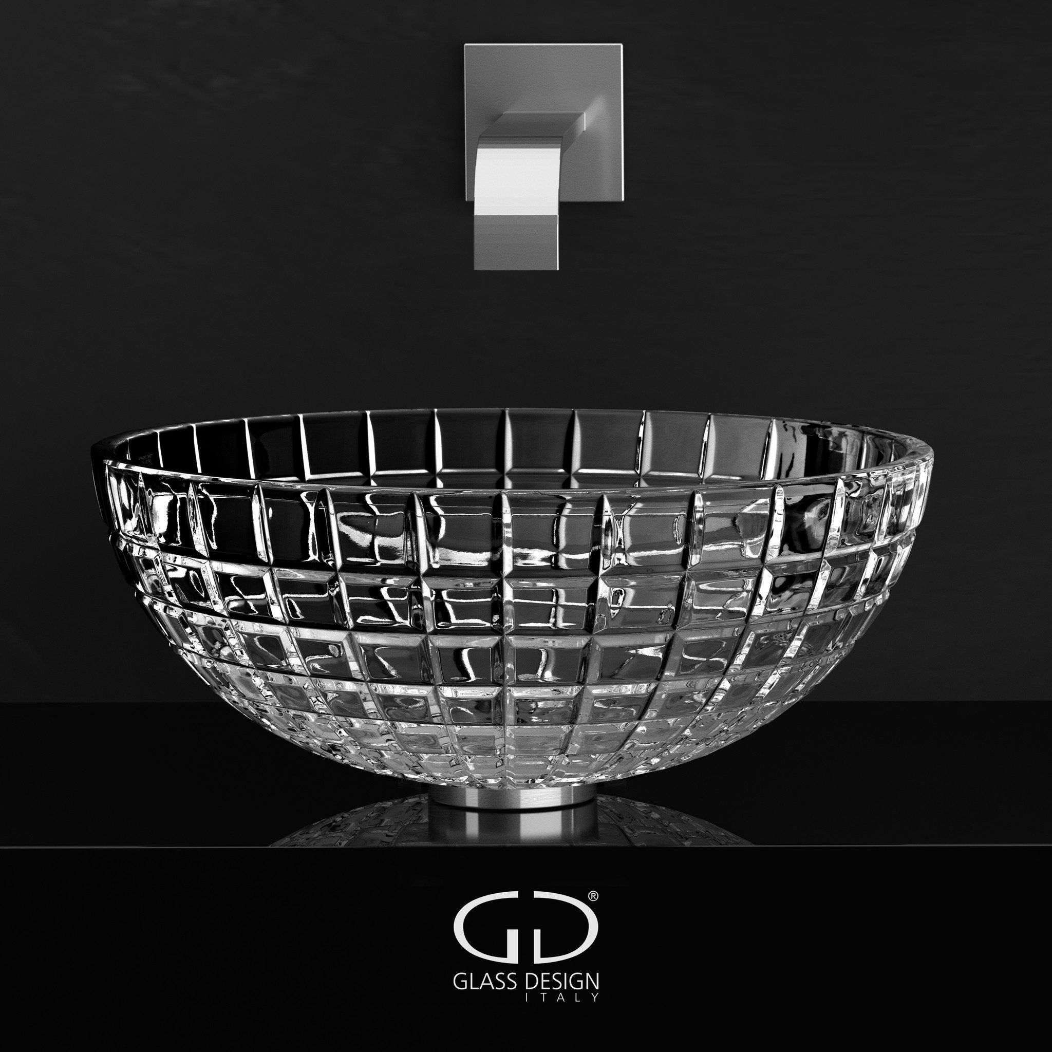  Chậu Lavabo Pha Lê Luxor Round Chrome Base Ring 