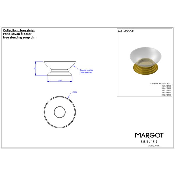  Khay đựng xà bông tắm để bàn bằng đồng Thétis Cross Handles - M02-541 
