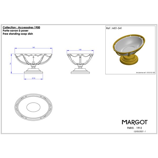  Khay đựng xà bông tắm để bàn bằng đồng Série 1900 - M01-541 