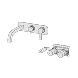  Vòi bồn tắm gắn tường 3 lỗ 2 đầu ra dài 250mm bằng đồng Macò - MAC82 