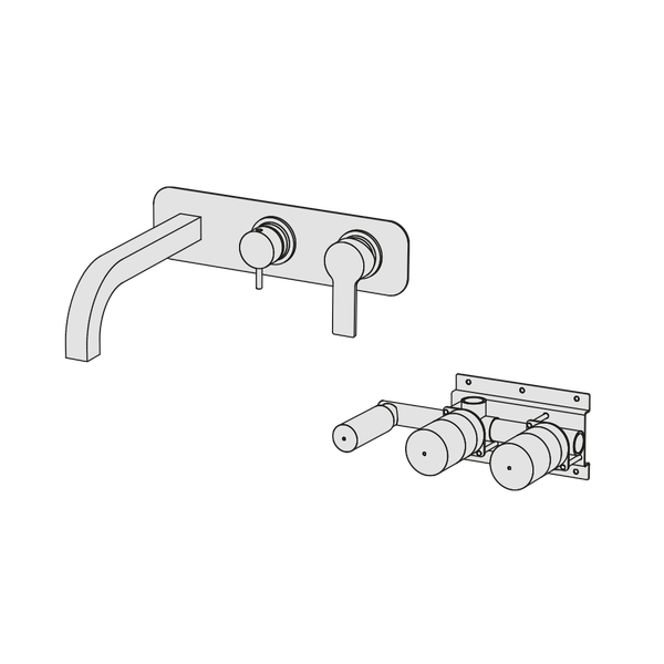  Vòi bồn tắm gắn tường 3 lỗ 2 đầu ra dài 250mm bằng đồng Macò - MAC82 