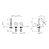  Vòi chậu lavabo 3 lỗ cao 155mm bằng đồng Minimè - MME12 