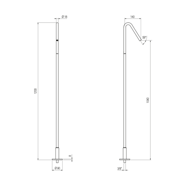  Vòi chậu lavabo chân dài gắn sàn (không van trộn) bằng đồng Minimè - MME20 