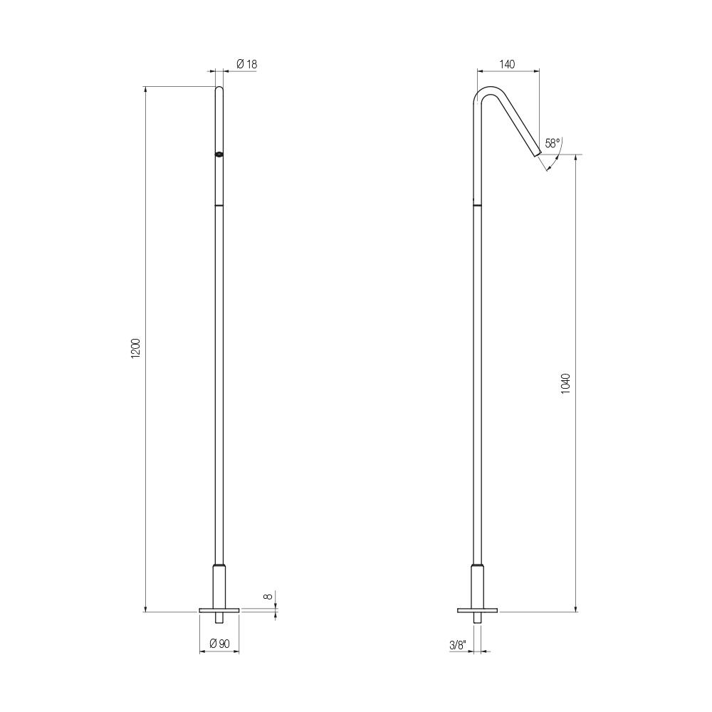 Vòi chậu lavabo chân dài gắn sàn (không van trộn) bằng đồng Minimè - MME20 