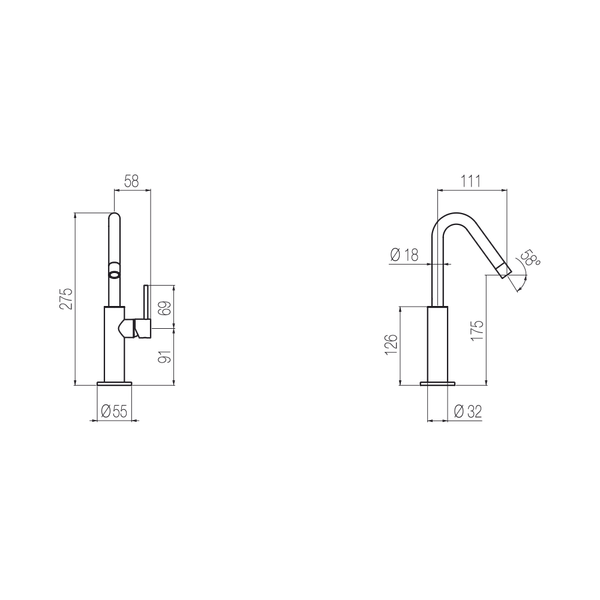  Vòi chậu lavabo cao 275mm bằng đồng Minimè - MME5 