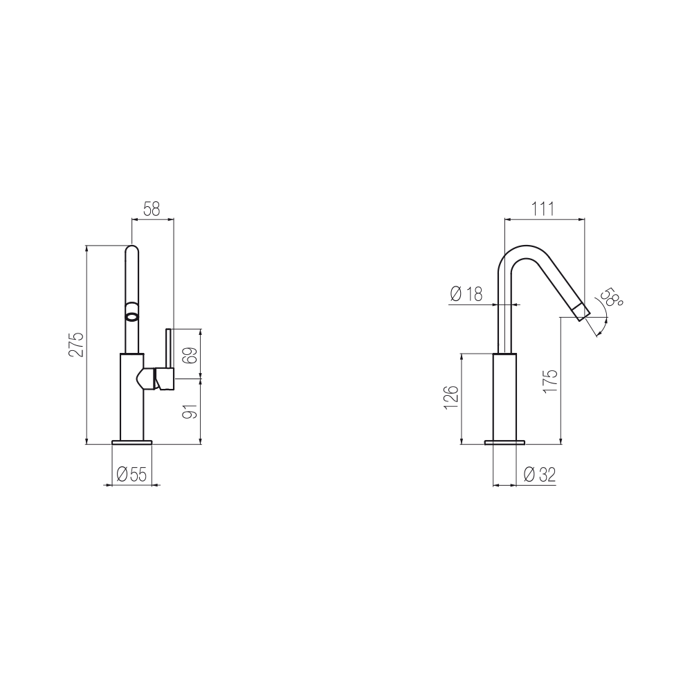  Vòi chậu lavabo cao 275mm bằng đồng Minimè - MME5 