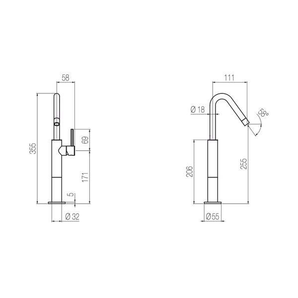  Vòi chậu lavabo cao 355mm bằng đồng Minimè - MME50 