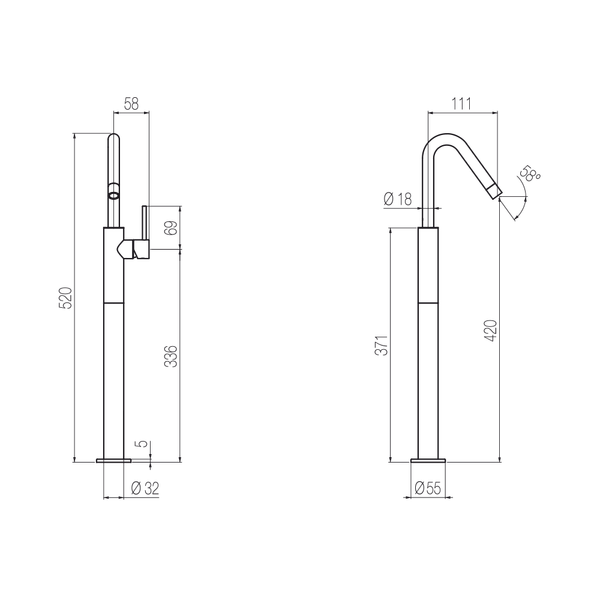  Vòi chậu lavabo cao 520mm bằng đồng Minimè - MME52 