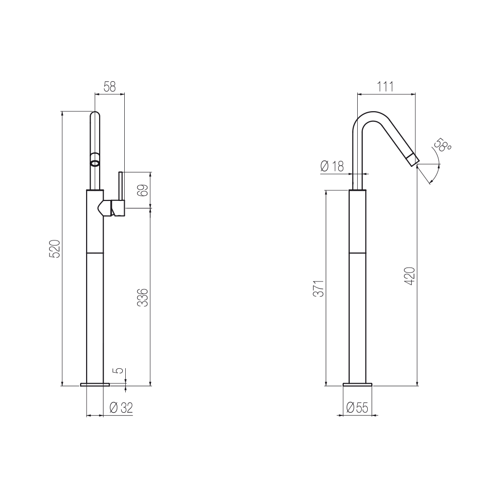  Vòi chậu lavabo cao 520mm bằng đồng Minimè - MME52 