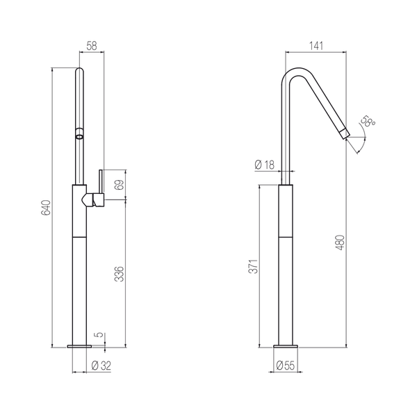  Vòi chậu lavabo cao 640mm bằng đồng Minimè - MME53 
