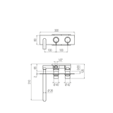 Vòi bồn tắm gắn tường 3 lỗ 2 đầu ra dài 240mm bằng đồng Minimè - MME82 