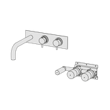  Vòi bồn tắm gắn tường 3 lỗ 2 đầu ra dài 240mm bằng đồng Minimè - MME82 
