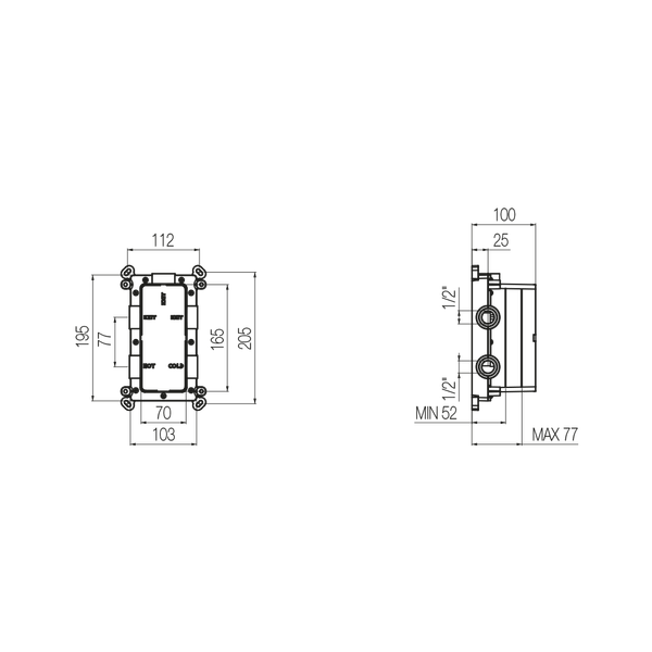  Bộ trộn âm tường 3 đầu ra  bằng đồng Geda Wellness - MUL1 