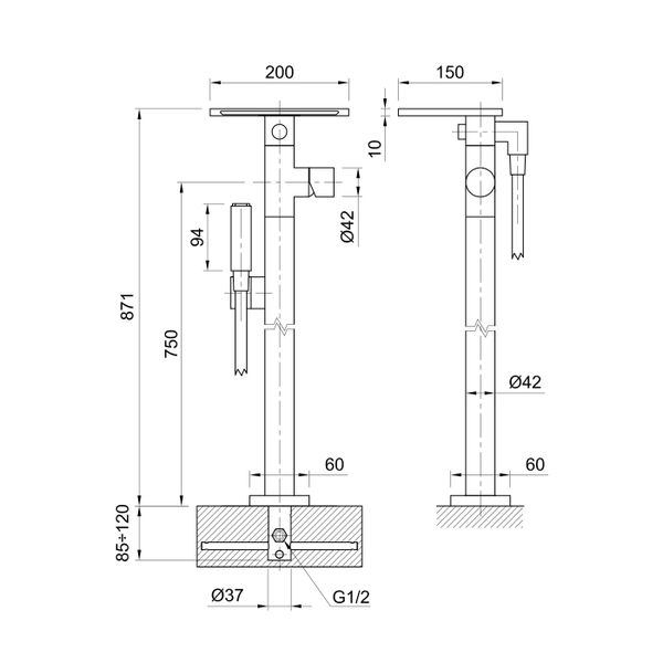  Vòi bồn tắm gắn sàn bằng đồng Orizzonti - OZT4940B 