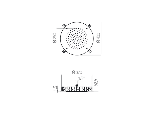  Bát sen âm trần Ø420 mm 01 chức năng phong cách spa Radomonte Wellness stainless steel - PIA9 