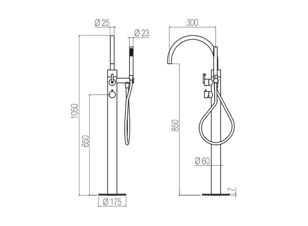  Vòi bồn tắm gắn sàn bằng stainless steel Kira - PVI99 